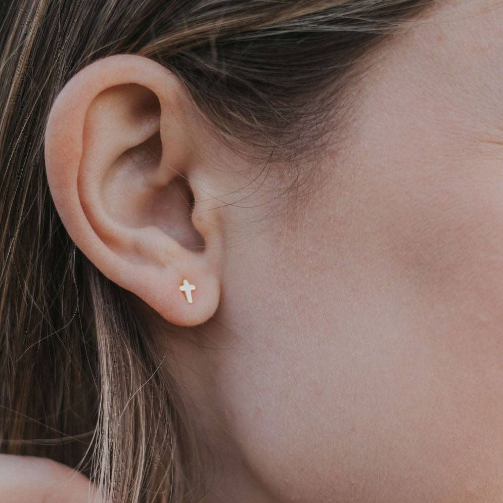 Gold Cross Studs