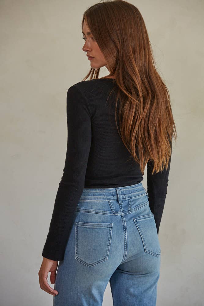 Day to Day Ribbed Bodysuit | Black