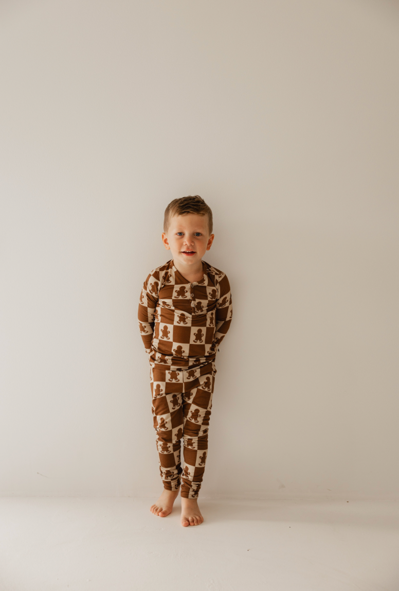 Gingerbread Checkerboard Bamboo Pajamas