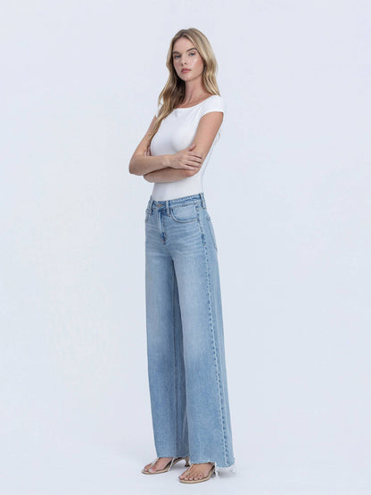 Raw Hem Wide-Leg Denim