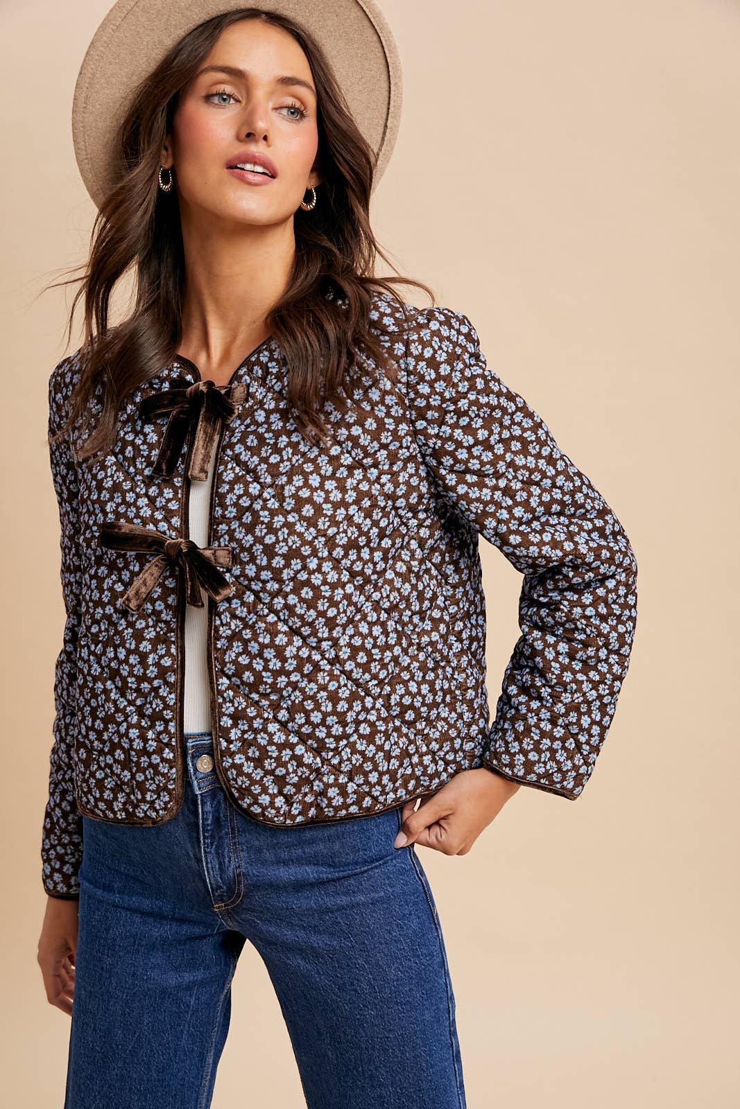 Corduroy Quilted Ribbon Jacket