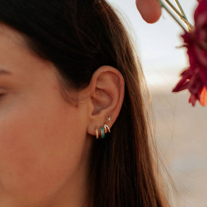 Gold Turquoise Huggies