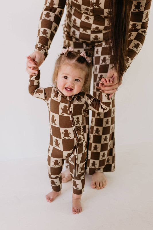 Gingerbread Checkerboard Bamboo Pajamas
