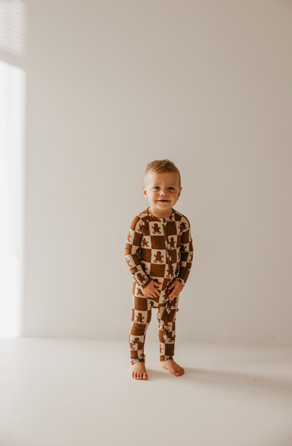 Gingerbread Checkerboard Bamboo Pajamas