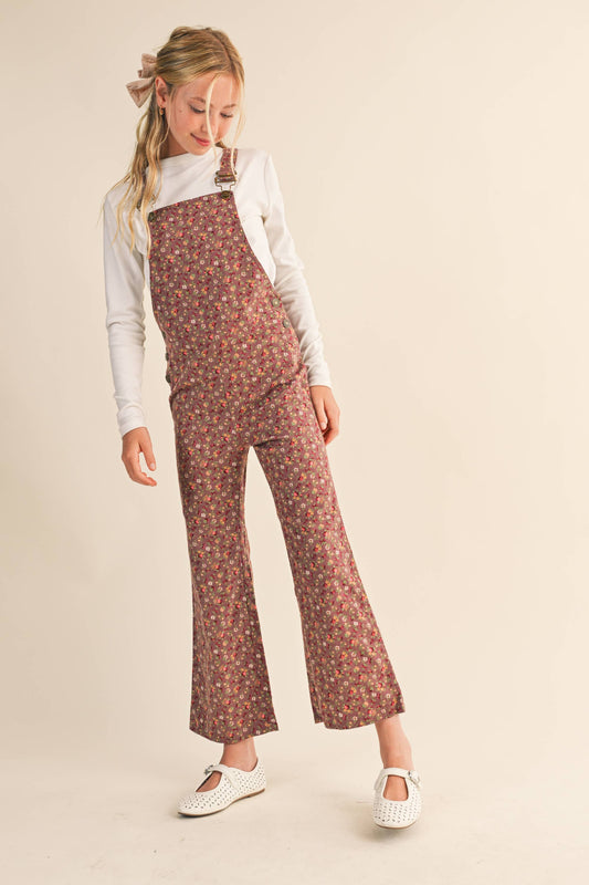 Tween Floral Wide-Leg Overalls