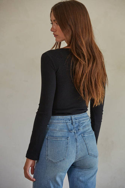 Day to Day Ribbed Bodysuit | Black