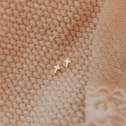 Gold Cross Studs