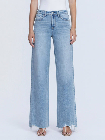 Raw Hem Wide-Leg Denim