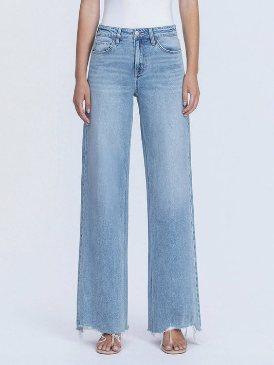 Raw Hem Wide-Leg Denim